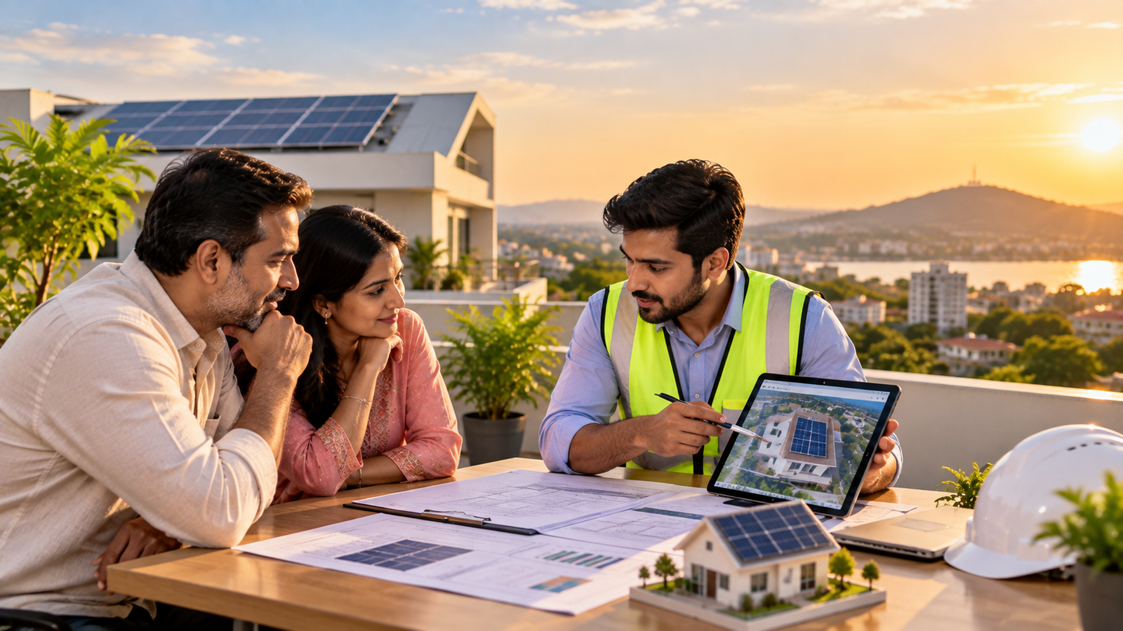 Solar consultant meeting with customer